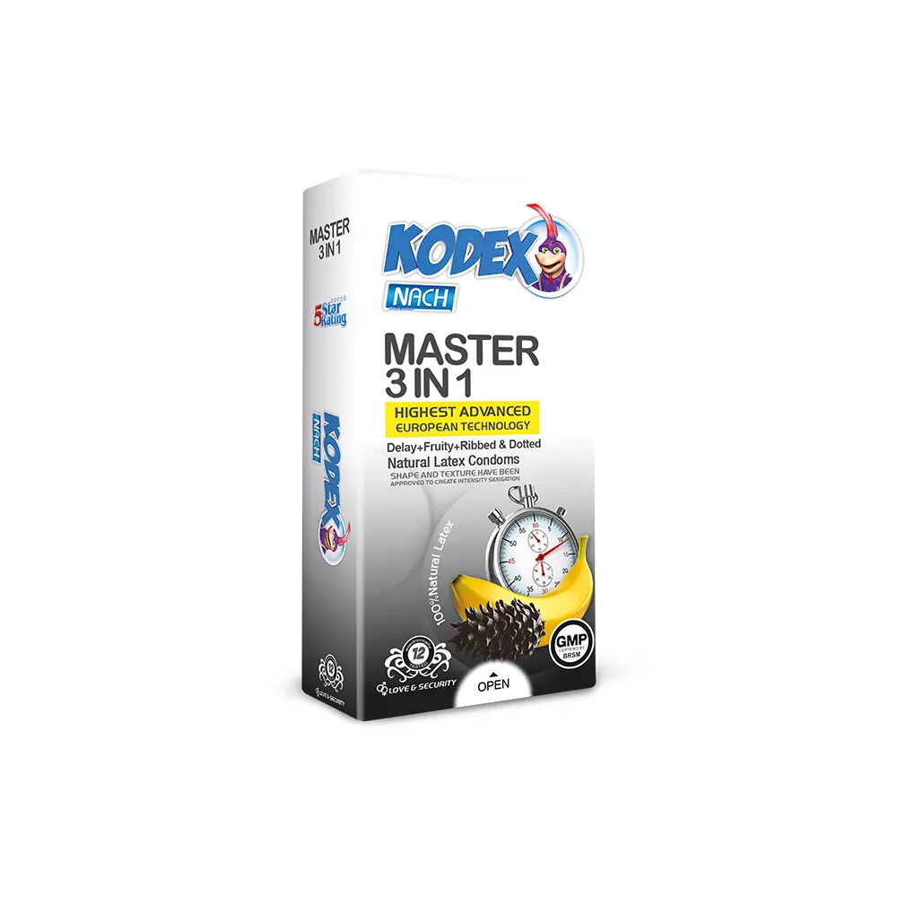 3-in-1 کاندوم تاخیری کدکس مدل Master 3 In 1 بسته 12 عددی – ساده - تصویر 1