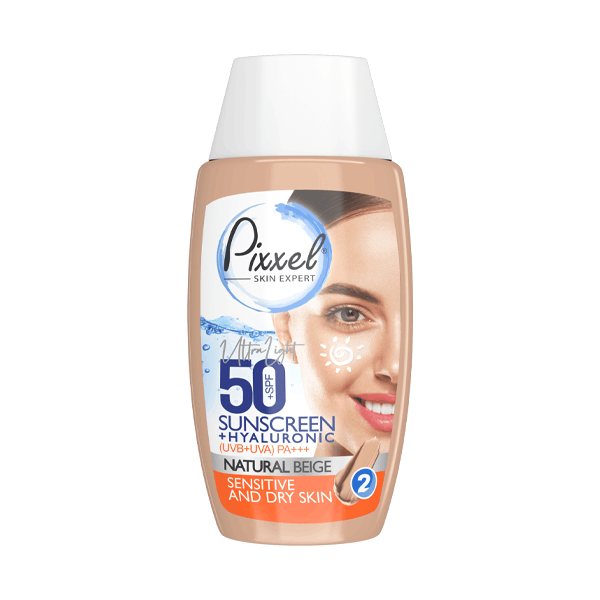 NATURAL-BIGE-ULTRA کرم ضدآفتاب رنگ بژ طبیعی مناسب پوست خشک و نرمال پیکسل - تصویر 1