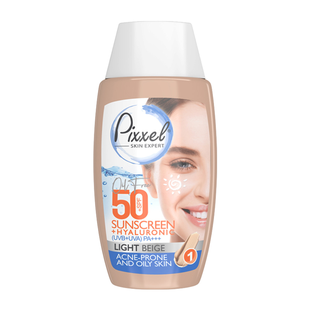 lightbegh-charb کرم ضدآفتاب رنگ بژ روشن مناسب پوست جوشدار و چرب پیکسل - تصویر 1