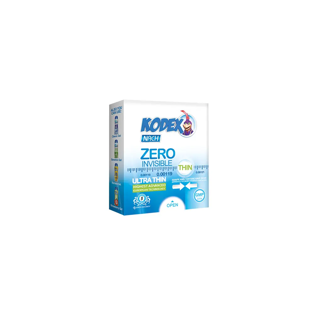 zero-3 کاندوم کدکس مدل Zero Invisible بسته 3 عددی - تصویر 1